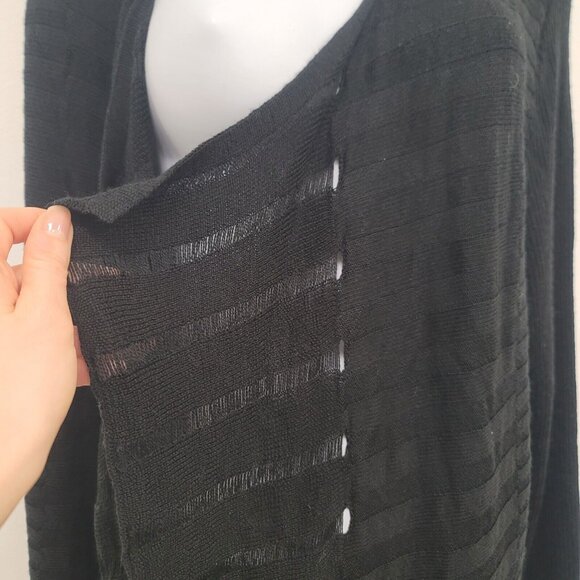 Eileen Fisher Womens Merino Wool Open Ribbed Cardigan Size L Black Layer Witchy - Picture 3 of 11